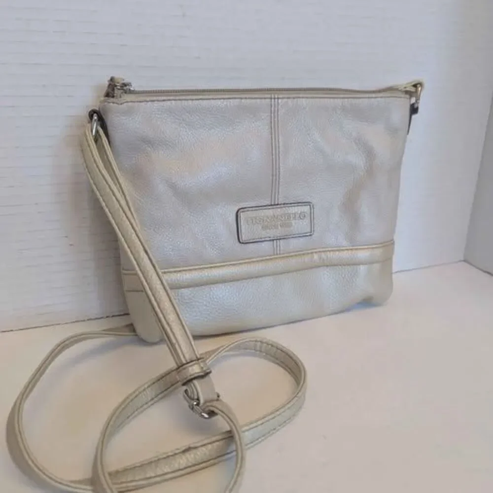 Vintage Off White Cream Colored Leather Tignanello Crossbody Purse 8.5x7x1